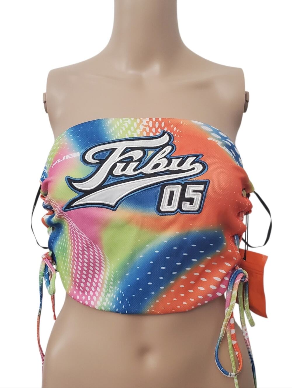 NWOT Fubu x Forever 21 Y2K Graphic Lace Up Tube Top (S)